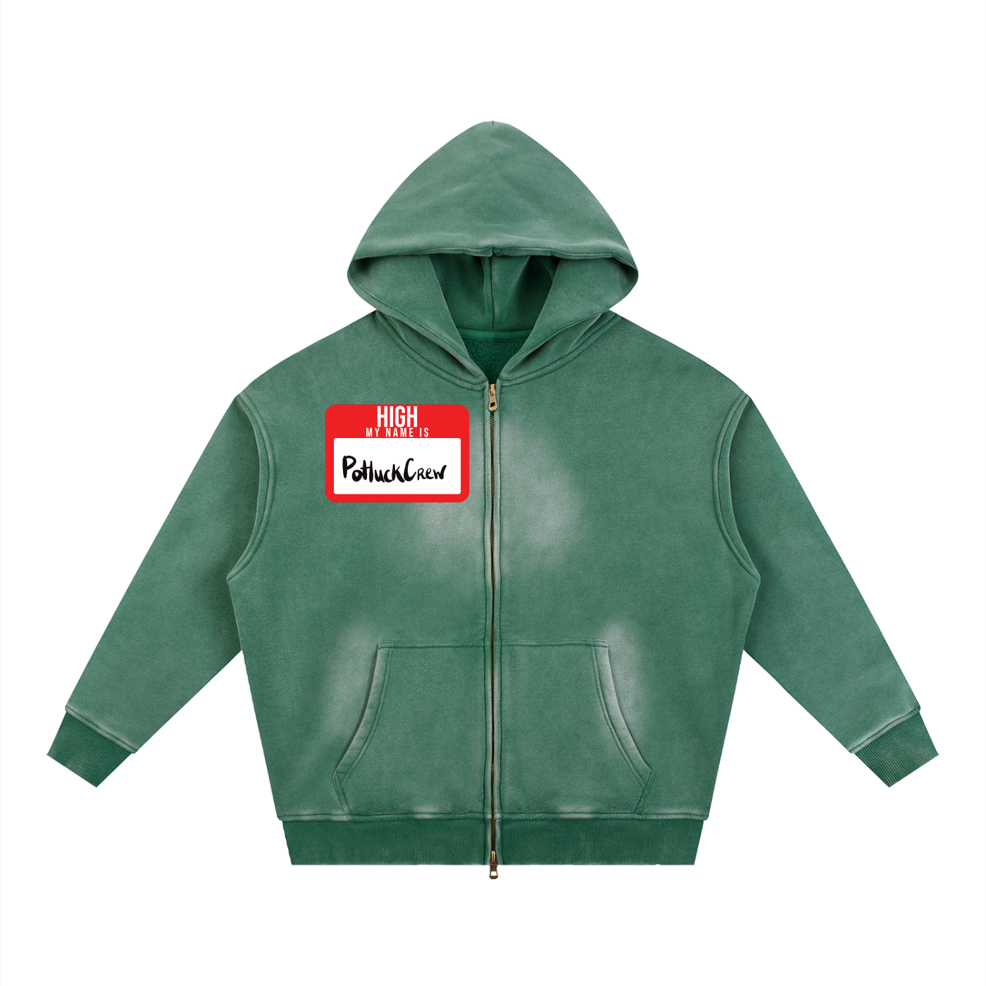 Sunfade Two-way Zipper Boxy Fleece Hoodie