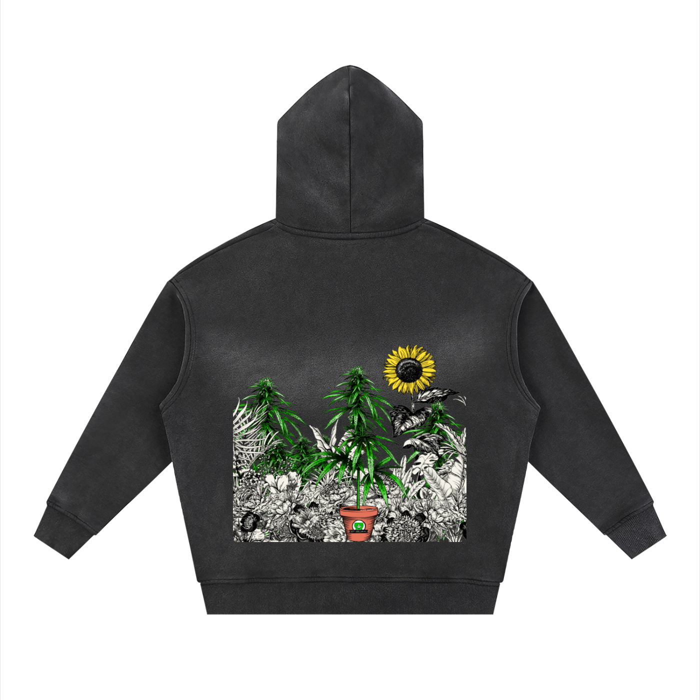 Sunfade Two-way Zipper Boxy Fleece Hoodie