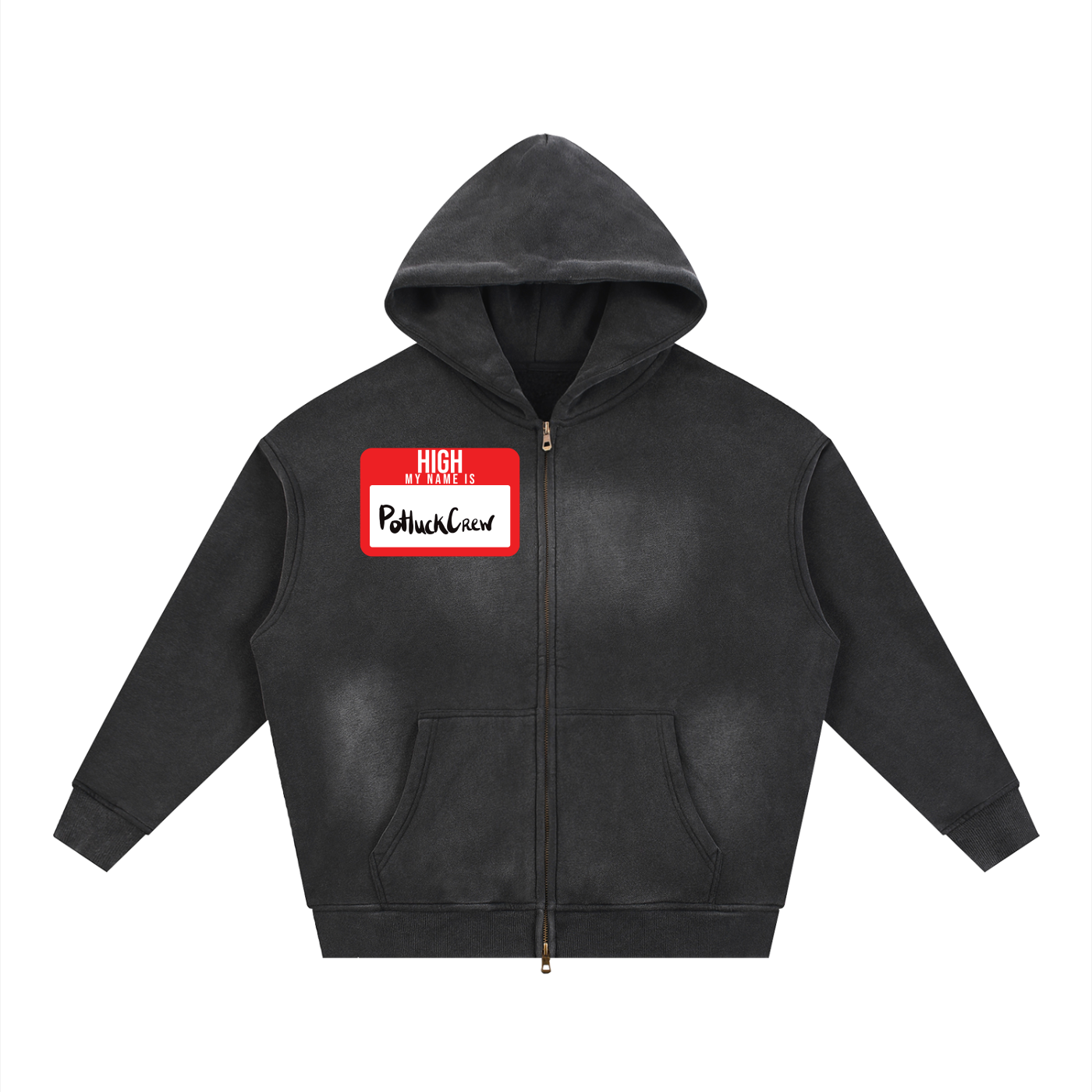 Sunfade Two-way Zipper Boxy Fleece Hoodie