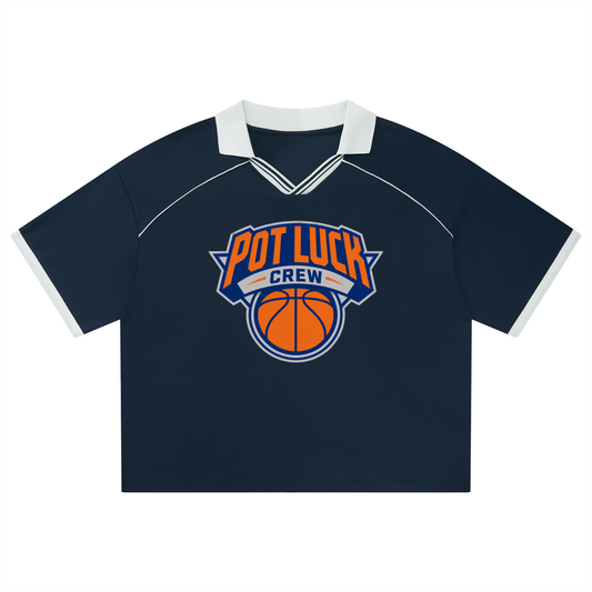 Pot Luck Crew Basketball Jersey | Knicks-Inspired Oversized Crop Jersey