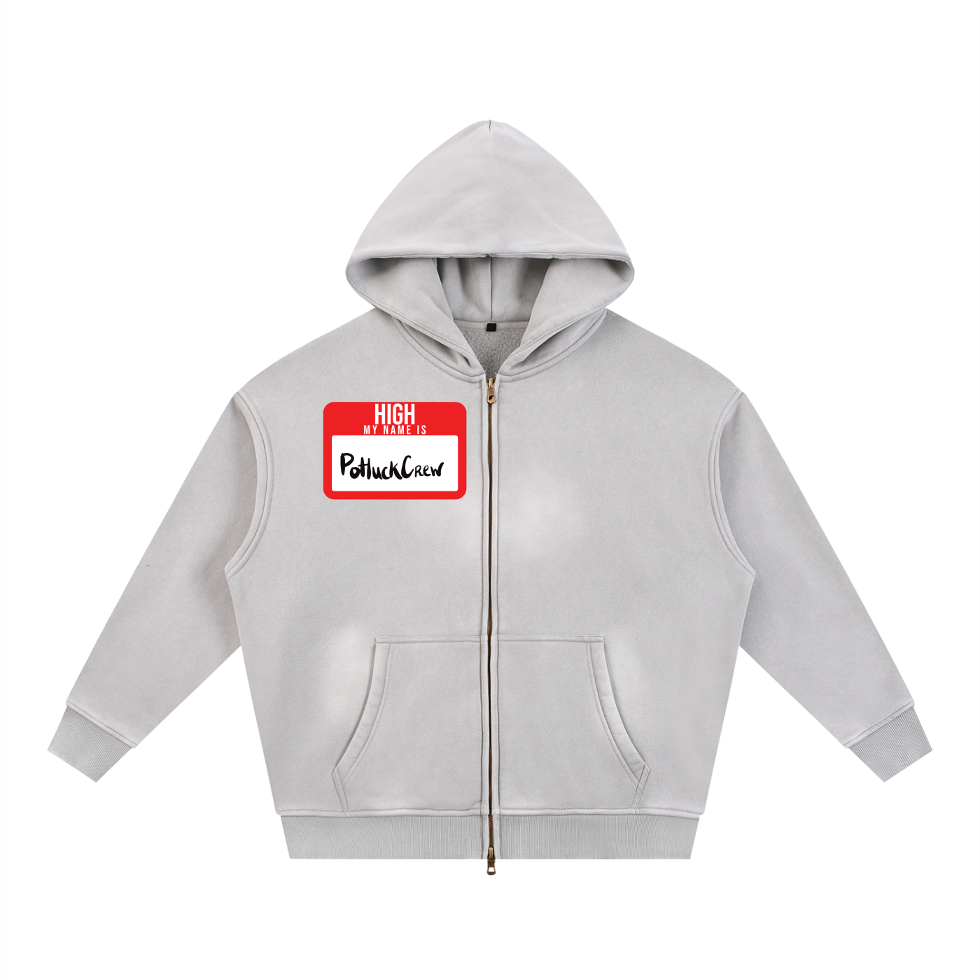 Sunfade Two-way Zipper Boxy Fleece Hoodie