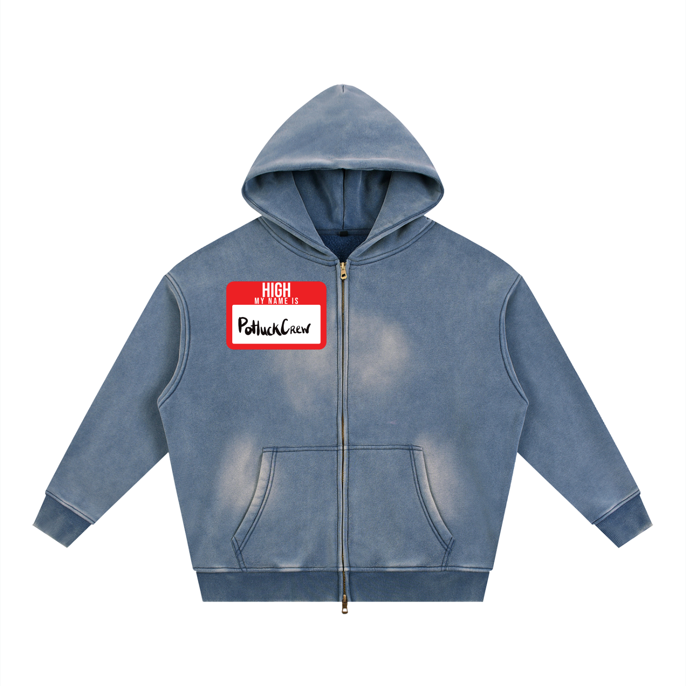 Sunfade Two-way Zipper Boxy Fleece Hoodie